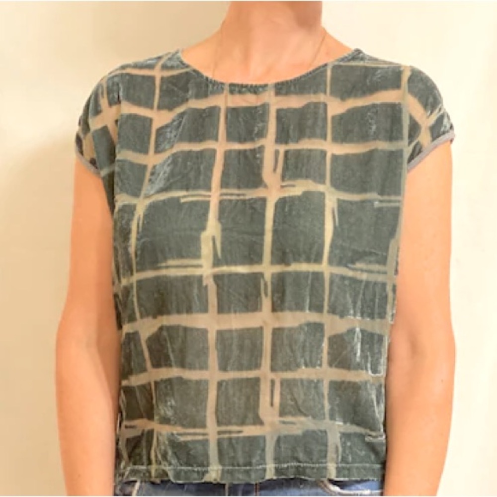 COPE • Velvet & Sheer Block Patch Dolman Sleeve Tee